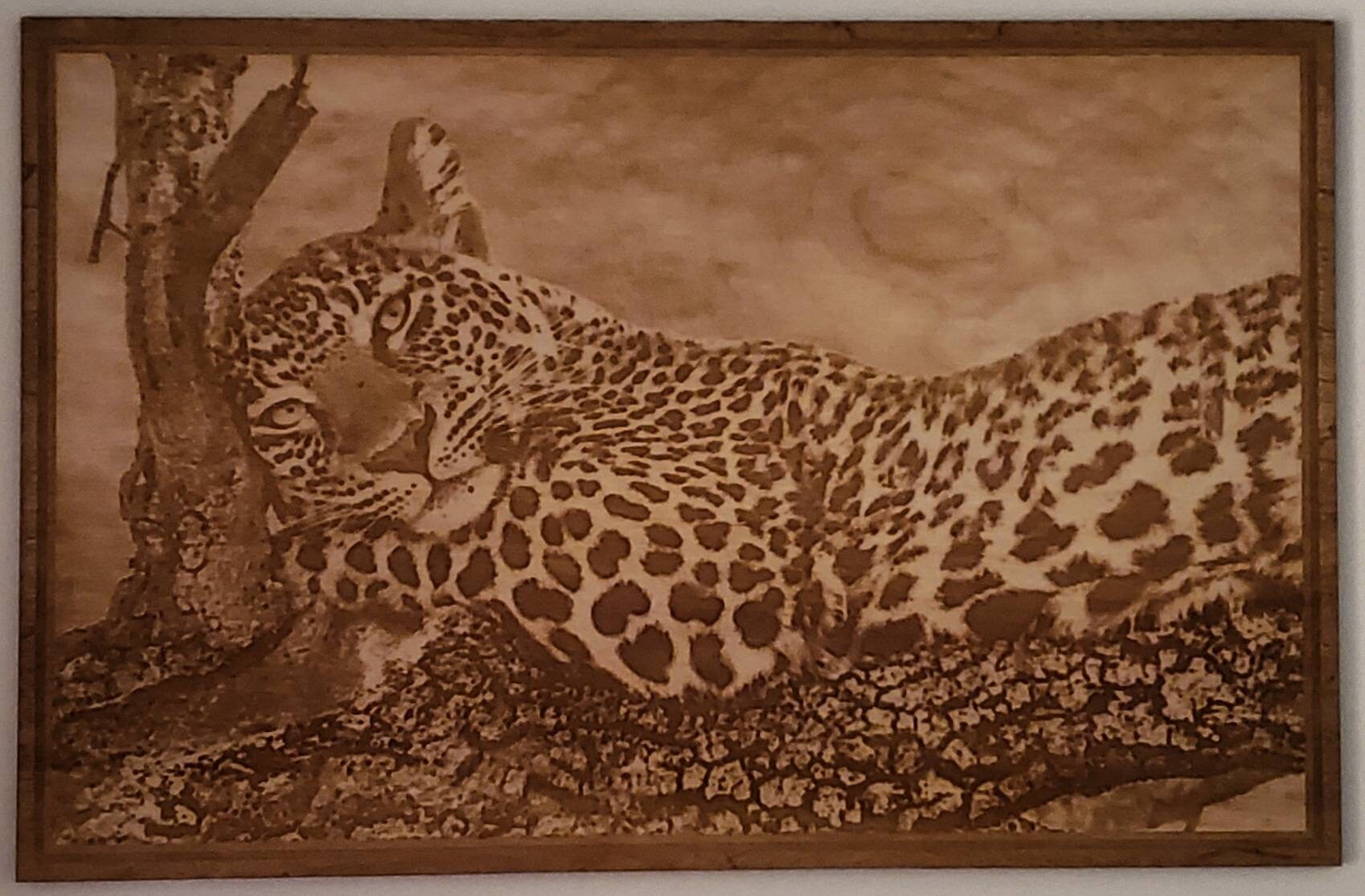 Laser Ready File Leopard Wood Engraving Etsy