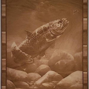 Glowforge Digital Laser Ready Design File - Trout Fishing - Wood Engrave File - SVG - PDF - PNG - Game Fish - Rainbow - Brown - Brook -