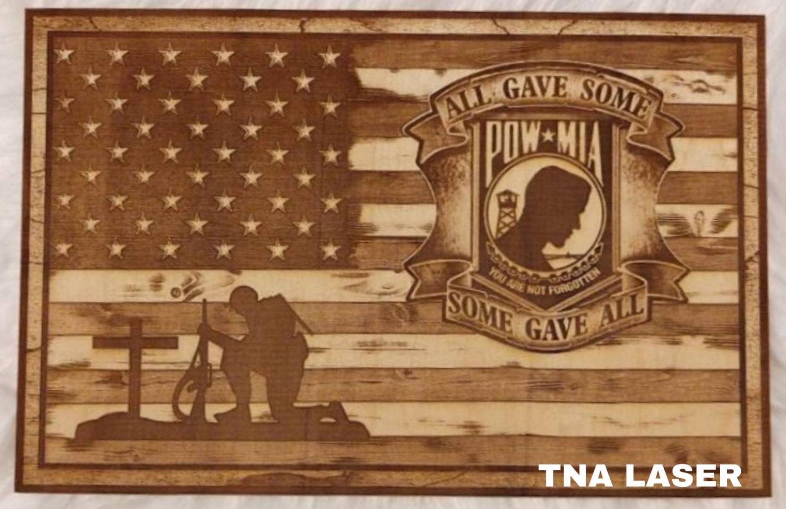 Glowforge Digital Laser Ready Design File - P O W American Flag - Wood ...