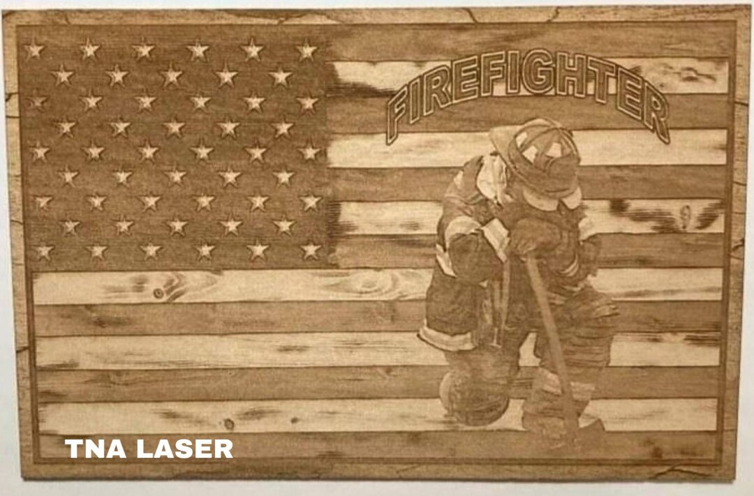 Glowforge Digital Laser Ready Design File - Firefighter American Flag ...