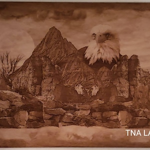 Glowforge Digital Laser Ready Design File - Eagle Mountain Scenery - Wood Engrave File - SVG - PDF - Wildlife - Nature Scene - Outdoors -