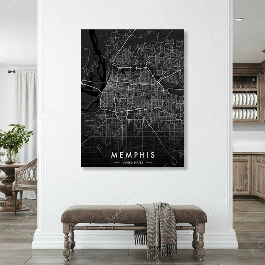 Memphis City Map World Map Canvas Wall Art Design Poster - Etsy