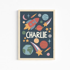 Personalised Space Name Print | Space Print | Space Poster | Space Decor | Kids’ Prints | Nursery Wall Art | Nursery Prints