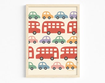 Car and Bus Print | Vehicle Print | Vehicle Poster | Cars Print | Car Decor | Kids’ Prints | Nursery Wall Art | Nursery Prints