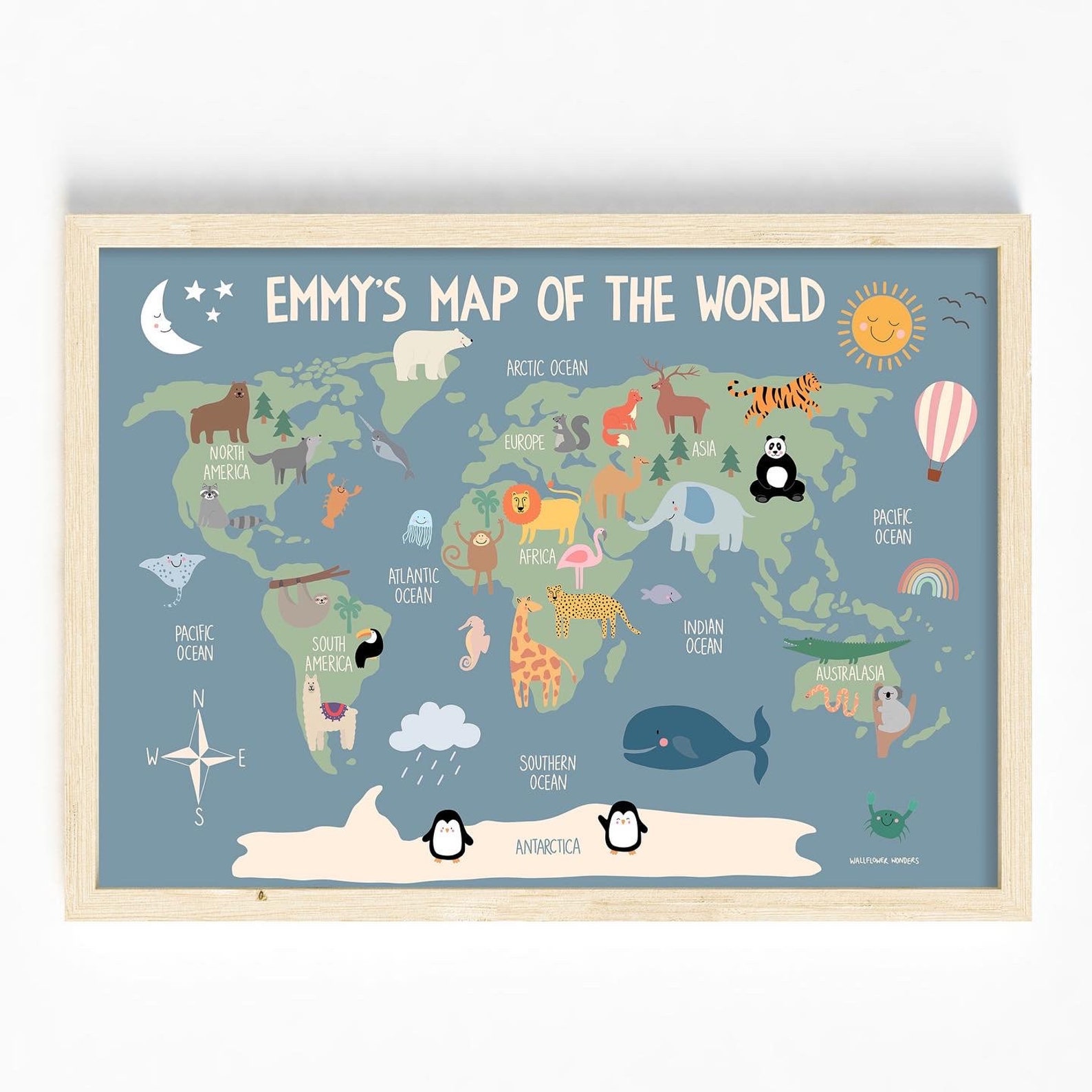 Childrens World Map Various Colours and Personalised - Etsy