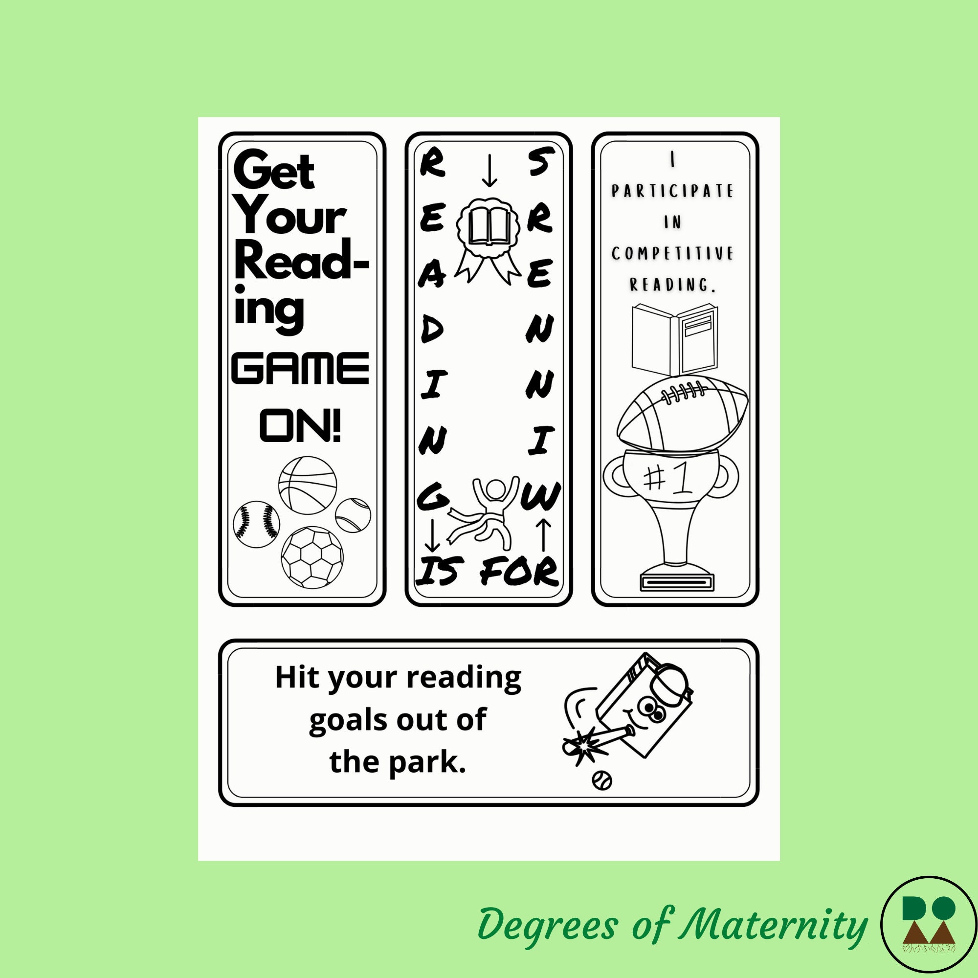 Sports Funthemed Printable Bookmarks for Kids coloring Page Etsy UK