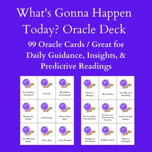 Jeu de cartes Oracle imprimable / Que va-t-il se passer aujourd'hui ? / Idéal pour les lectures prédictives et les affirmations quotidiennes / 99 cartes / Téléchargement PDF