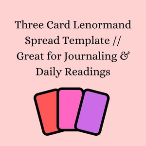 Modèle de propagation Lenormand imprimable en trois cartes / Journal de cartomancie / Idéal pour les lectures quotidiennes / Téléchargement PDF