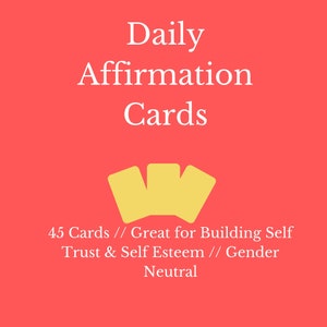Jeu de cartes Oracle imprimable / Affirmations positives quotidiennes de vous-même pour améliorer votre estime de soi et votre confiance en soi / 45 petites cartes / Téléchargement PDF