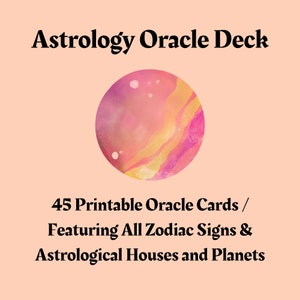 Astrologie Schlüsselwort Orakel Karten Deck / Mit allen Sternzeichen, Häusern und Planeten / 45 Karten / PDF Download