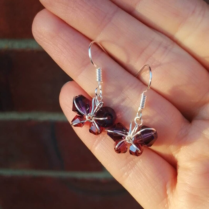 Tiny crystal butterfly earrings
