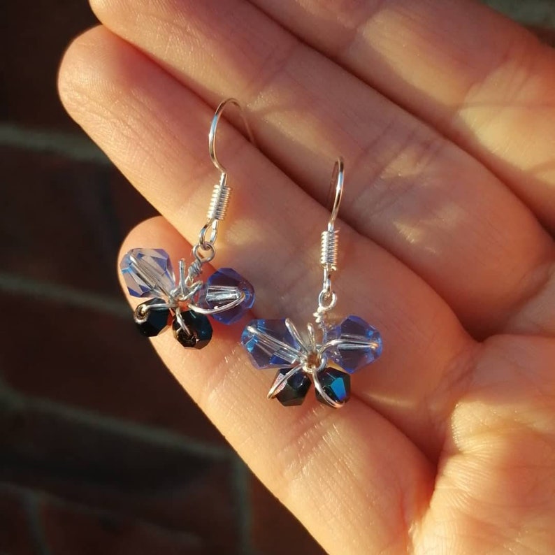 Tiny crystal butterfly earrings