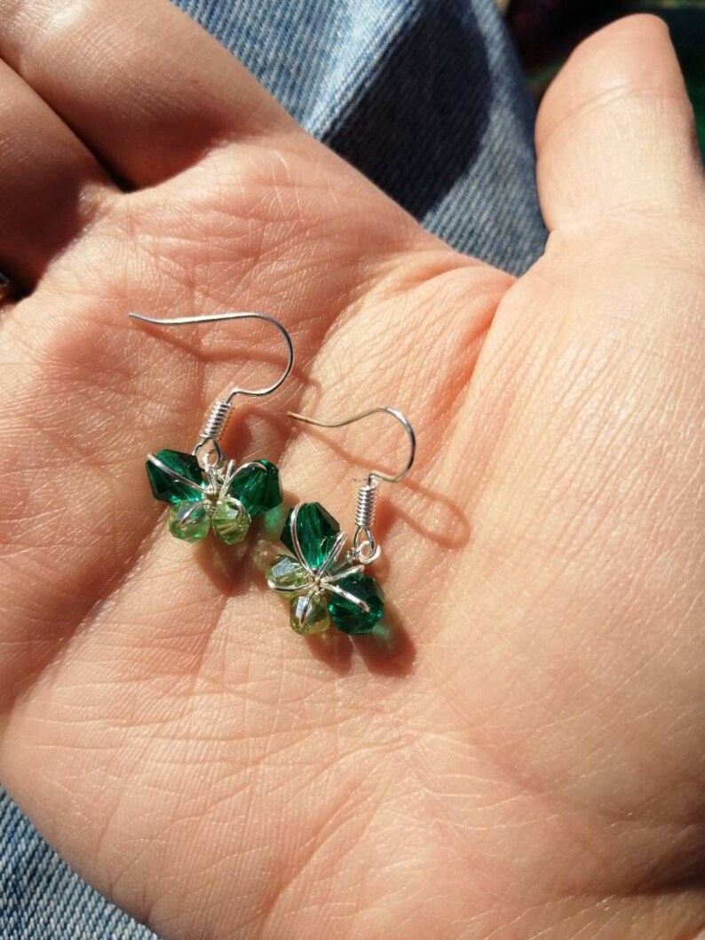Tiny crystal butterfly earrings