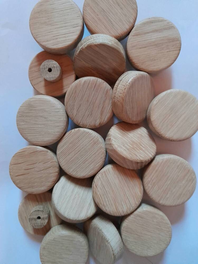 Round plain oak wooden drawer knobs handles Scandi furniture Etsy