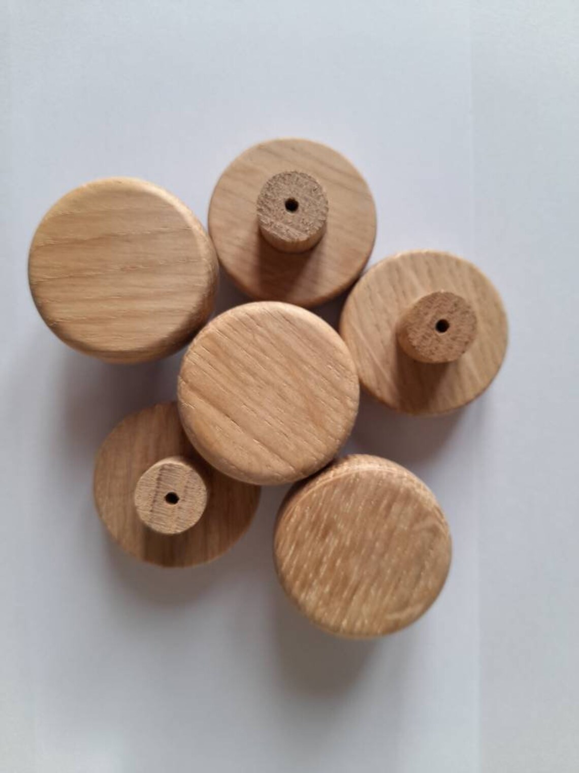 Round plain oak wooden drawer knobs handles Scandi furniture Etsy