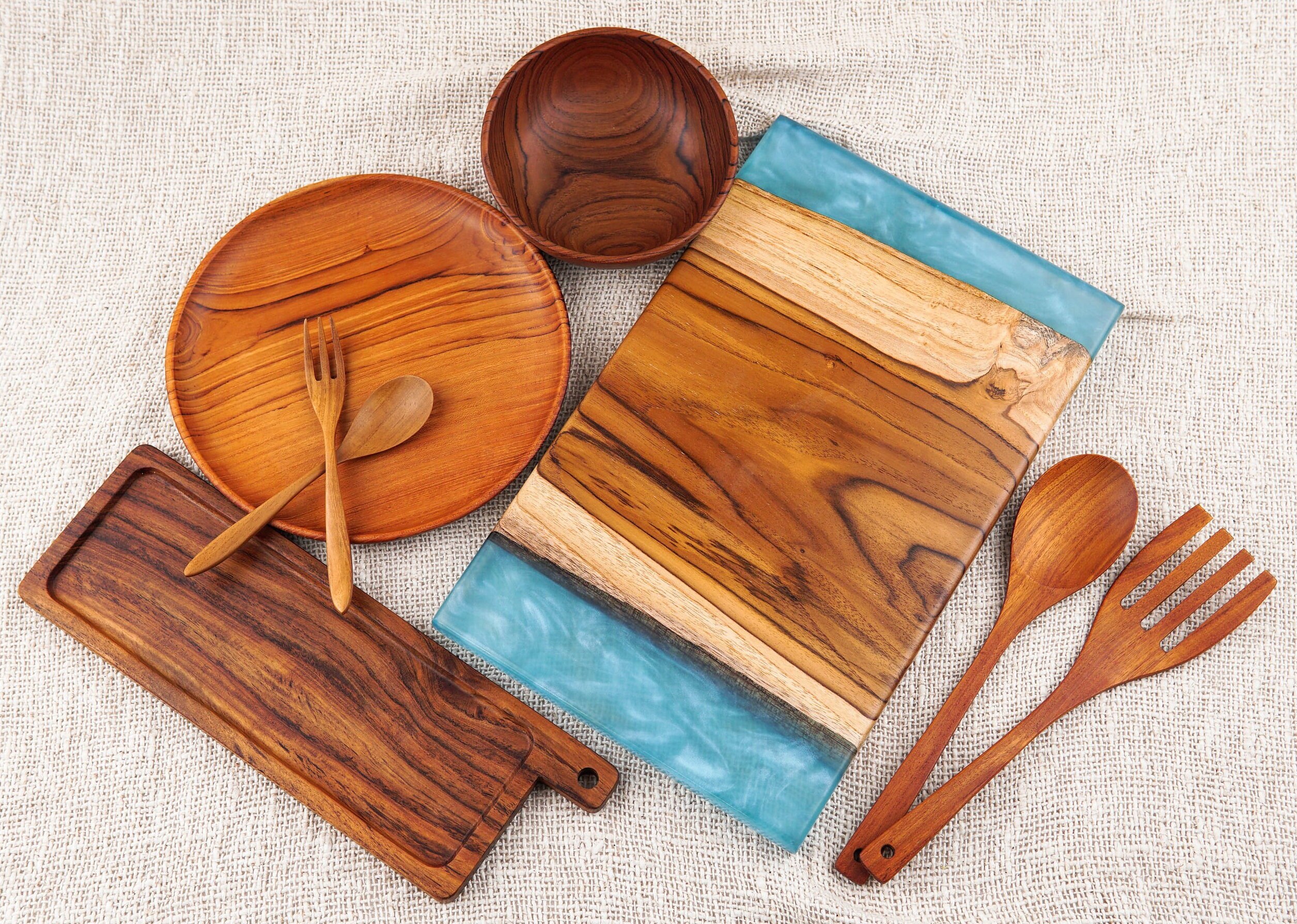 Natural & Unique Teak Wood Utensil Set Kitchen Cooking Dining Etsy