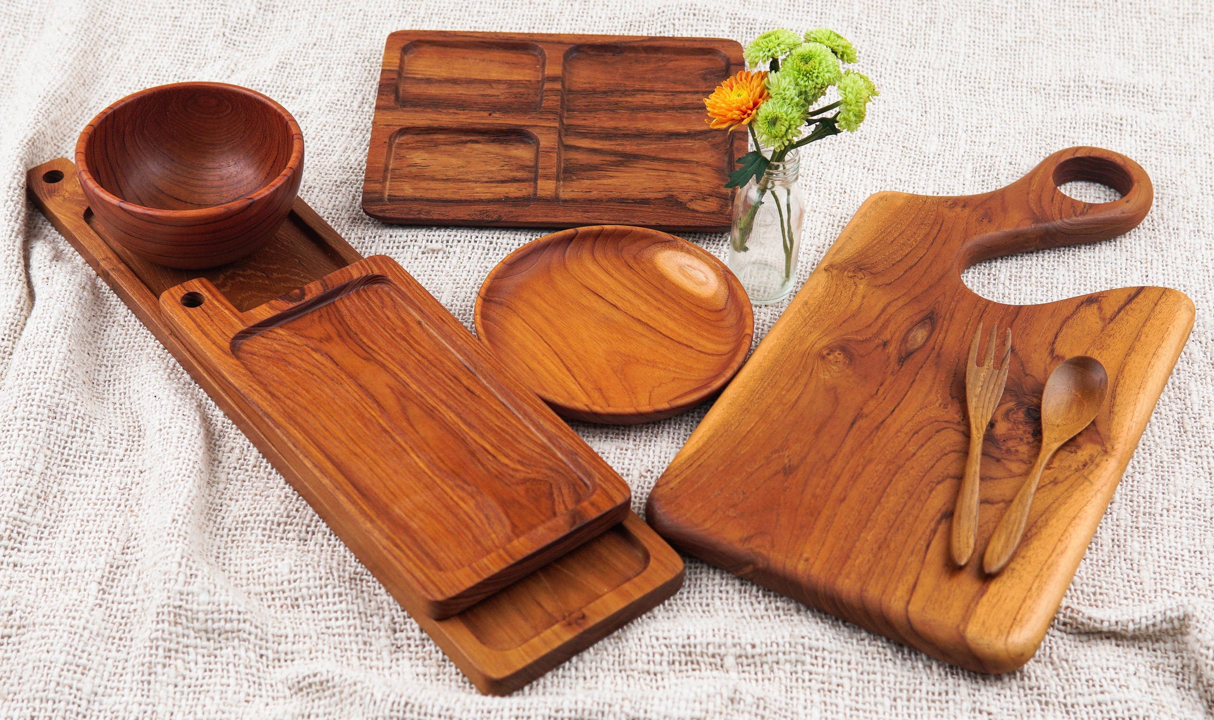 Natural Teak Wooden Utensil Set – Plcium