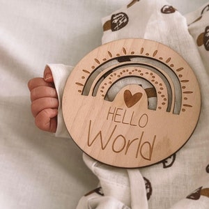 Carte étape bois arc-en-ciel cadeau naissance