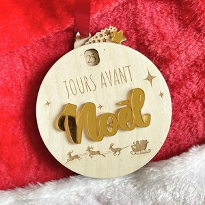 Weihnachtskugel aus Holz, Adventskalender, Countdown