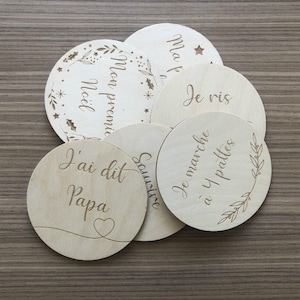 Eerste houten mijlpaalkaarten/geboortecadeau/pakket van 6 dubbelzijdig
