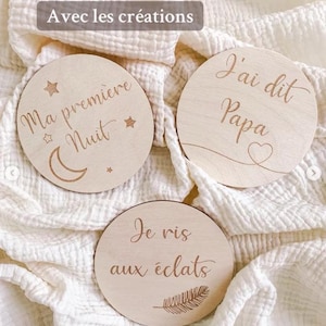 Cartes étapes première fois bois / cadeau de naissance / Pack de 6 recto-verso