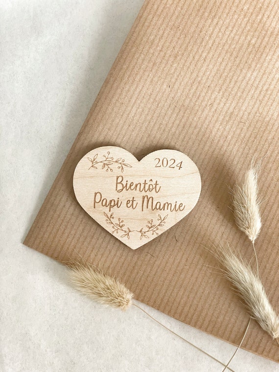 Magnet personnalisé Annonce grossesse - Cadeau papi mamie - Demande Marraine Parrain - Cadeau naissance