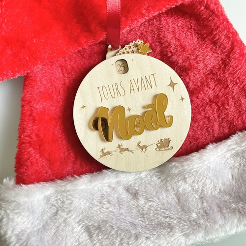 Wooden Christmas ball, advent calendar, countdown