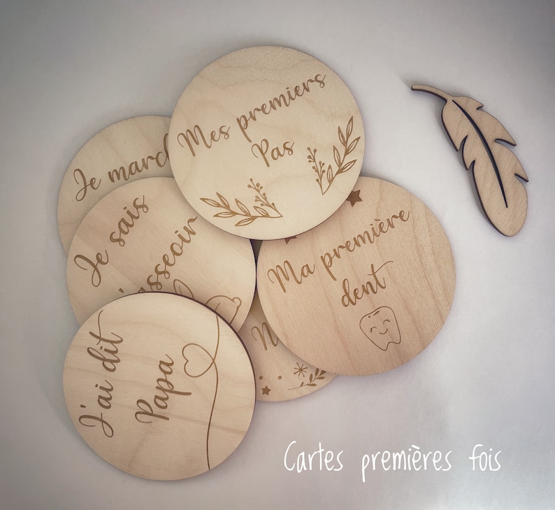 Tarjetas de madera con hitos para bebés, regalo de nacimiento, personalizadas, de doble cara, 12 meses Premières fois