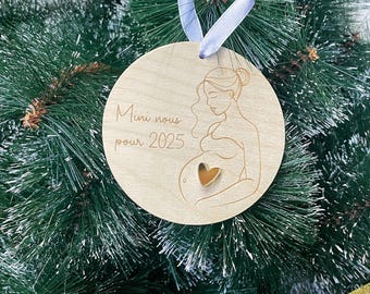 Wooden Christmas ball for pregnancy announcement