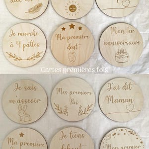 Tarjetas de madera con hitos para bebés, regalo de nacimiento, personalizadas, de doble cara, 12 meses imagen 10