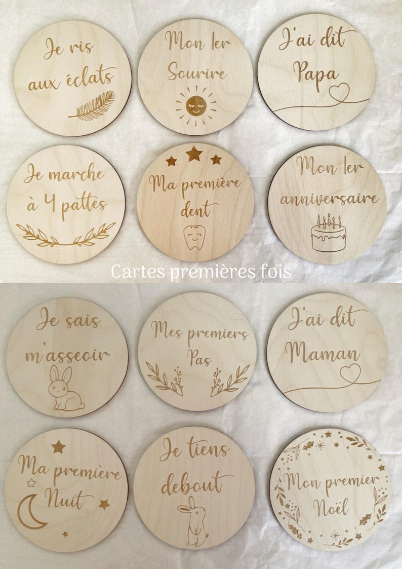 Tarjetas de madera con hitos para bebés, regalo de nacimiento, personalizadas, de doble cara, 12 meses imagen 10