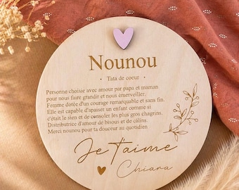 Personalized wooden nanny gift card - Nanny gift - End-of-year gift for nursery school assistants