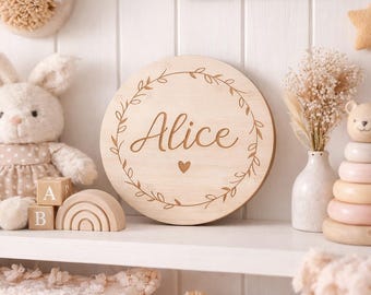 Unique customizable wooden baby card / 2 sizes / flowers / baby shower gift