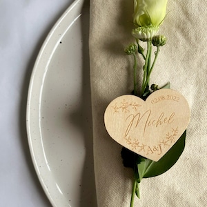 ブランドピンマグネットハートゲスト名ラベルを配置 - 結婚式 - 洗礼式 - 誕生日 - パーティー - パーソナライズ