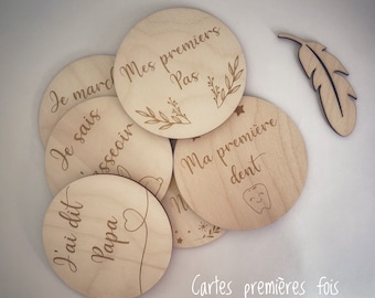First time wooden milestone cards / birth gift / Pack of 6 double-sided