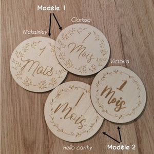 Tarjetas de hitos de bebé de madera, regalo de nacimiento, personalizado, 12 meses de doble cara imagen 2