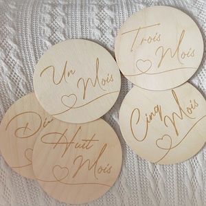 Tarjetas de paso de corazón de madera / Regalo de nacimiento / Pack de 6 a doble cara