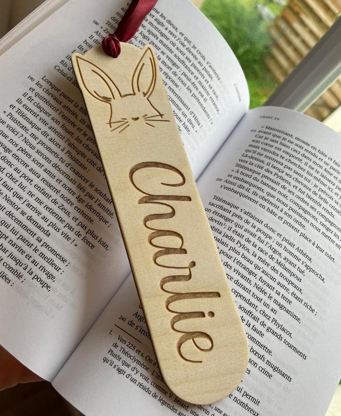 Wooden Bookmark With Rabbit Design - Etsy