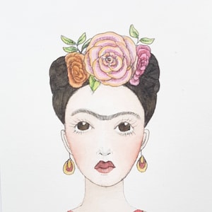 ¡Acuarela icónica de Frida Kahlo! Pintura original.
