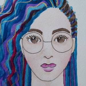 Candy Girl pintura de acuarela caprichosa - arte original