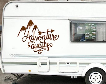 Adventure Awaits Quote Motorhome Decal - Camper Vinyl Sticker - Decor RV - Motor Home Decals