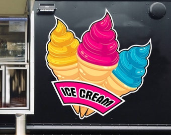 Ice Cream Truck Decal - Food Trailer Sticker - Ice Cream Truck Vinyl Art Decor - Funny Car Stickers for Party Birthday