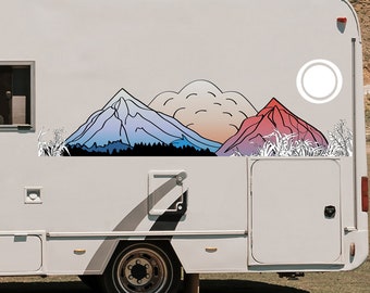 Nature Themed  RV Decal for Motorhome - Camper Van Sticker - Mountain Truck Decoration - Campervan Vinyl Decal Gift for Man - RV Sticker