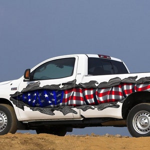 American Flag Car Decal - Side Decal Body 4x4 -   Large USA Flag Vinyl Wrap for Truck RV - Vinyl Graphic Sticker For Truck