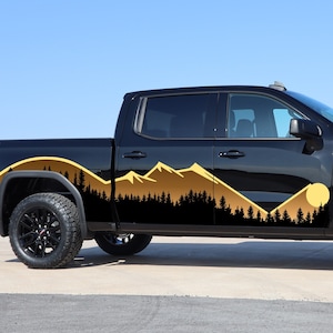 Forest And Mountain 4x4 Decal.  American Nature Side Body Large Decal For Pick Up Truck.  Vehicle Large Side Wrap. Decals For Pickup Trucks.