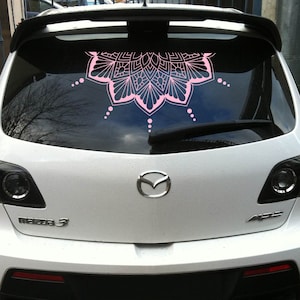 Mandala Auto Aufkleber, Boho Meditation Aufkleber Fahrzeug, Halbmandala Auto Aufkleber, Blumengeschenk für Sie