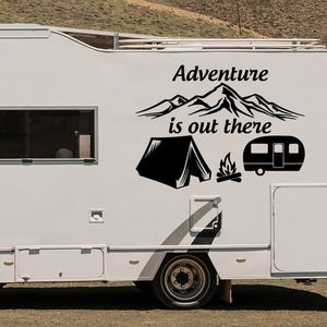 Mountains Camper Decal Motorhome - Happy Camper RV Sticker - Trailer Vinyl Decor - Camping Truck Decoration - Gift For Him