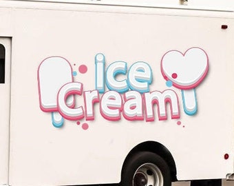 Ice Cream 3D Decal for Truck - Car Decoration - Trailer Vinyl Decor - Ice Cream Art Sticker - Printed Companies