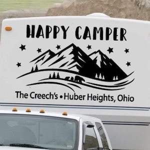 Personalized RV Decal Motor home - Happy Camper RV Sticker - Camper Vinyl Decor - Camping Truck Decoration