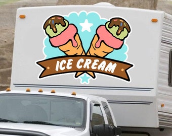 Ice Cream Truck Decal - Funny Car Decal - Trailer Vinyl Decor -Ice Cream Truck Sticker Logo - Printable Sticker for Bumper